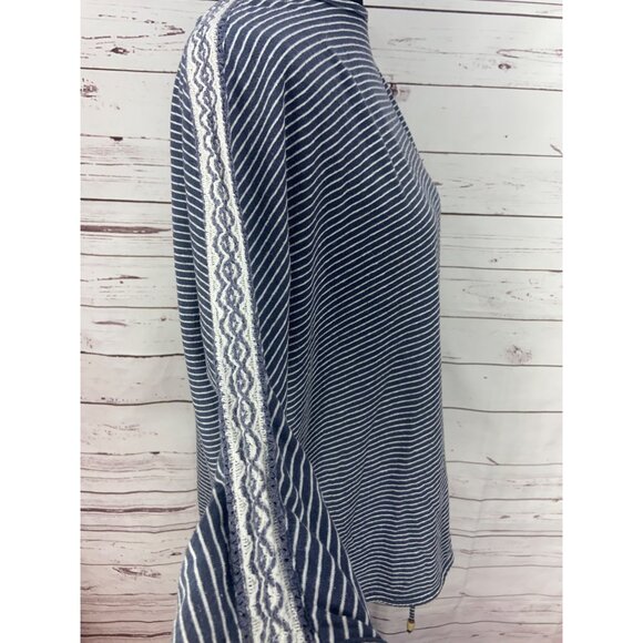 Terra & Sky Womens‎ Striped Lace Trim Tunic Top Size XL Blue/White - Picture 4 of 6
